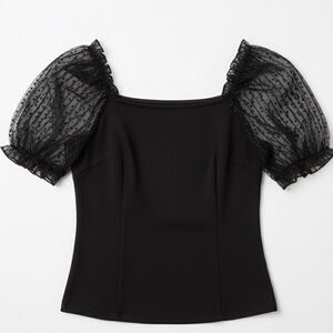 Like New Chic Black Mesh Sleeve Blouse